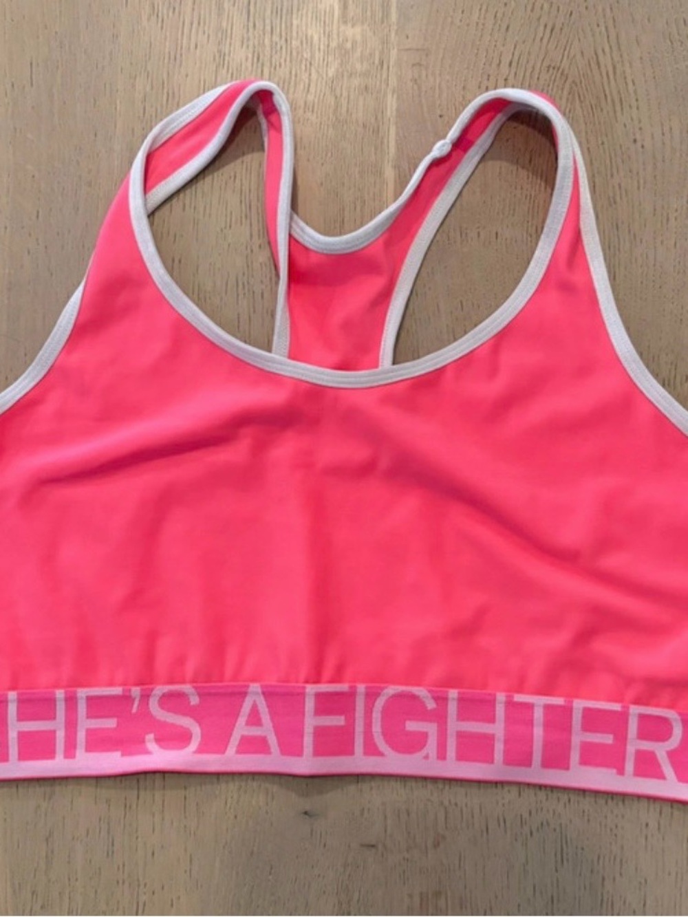 Neon Pink Under Armour Racerback Sports Bra with Contrast Trim XL